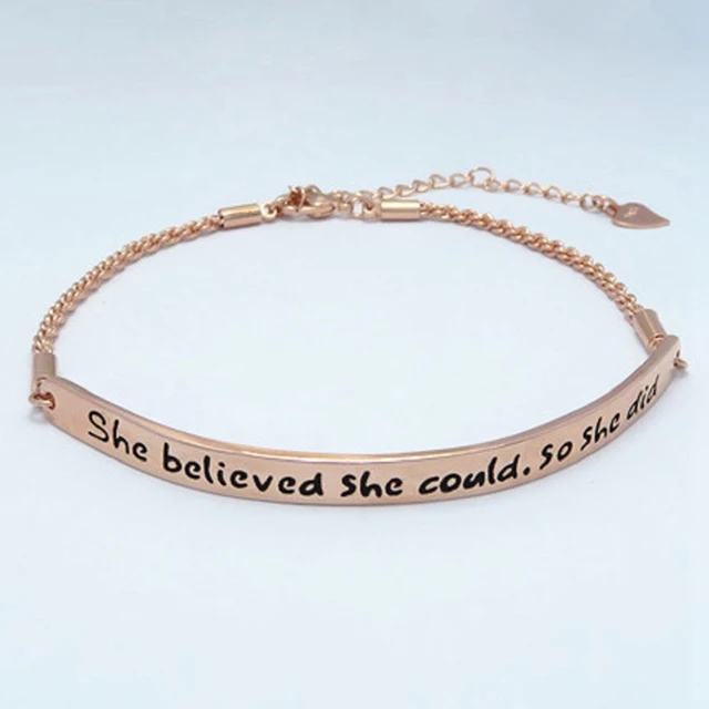 She Believed Could So Did Bracelets Simple Round Message She Believed Could So Did Bracelets Simple Round Message Reminder Bangles Twisted Inspiring Metal