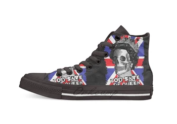 

God Save the Queen Design breathable Casual High Top lace-up Canvas shoes sneakers For Drop shipping