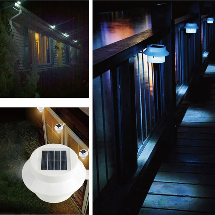 Waterproof 9 LED Solar Light Fence Gutter Garden Outdoor Lighting Tree Wall Lamp 