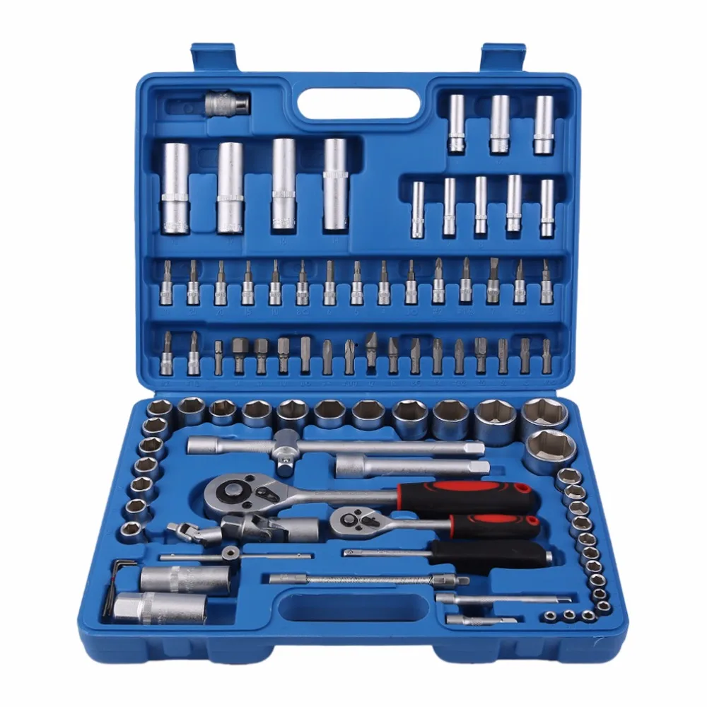 

94Pcs/set Professional 1/2" 1/4" Socket Set Screwdriver Bit Tool Torx Ratchet Driver Kit with Small Compact Case Repair Tool