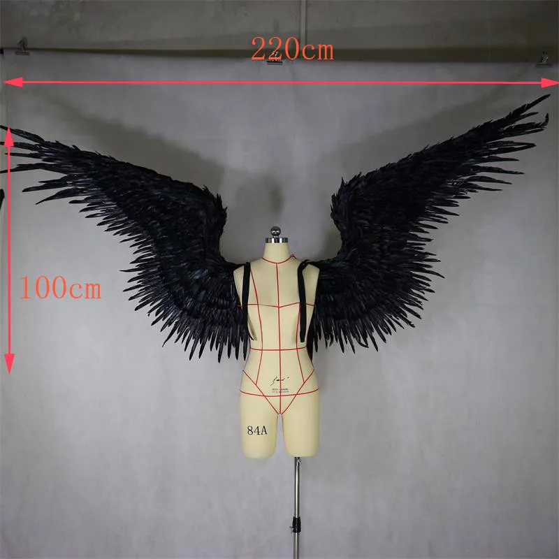 U/K Black feathered wing devil angel Halloween wings catwalk model large cosplay holiday party men's wings