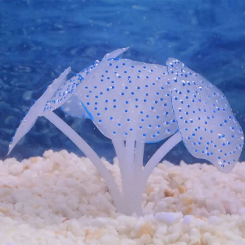 5 цветов силиконовый аквариум искусственная светящаяся Коралловое украшение с присоской Аквариум Ландшафтный Коралловый цветок украшение