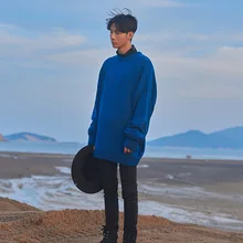 Oversize Mens Sweater Male Women High Street Fashion Casual Knitwear Loose Super Long Sleeve Knitted Pullover Sweater Overcoat