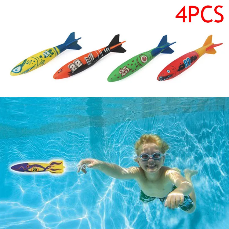4 шт./компл. детская игрушечная торпеда для маленьких мальчиков и девочек ракета пледы торпеды игрушки в виде бандитов для плавательного Бассеина Дайвинг подводная игра NSV775