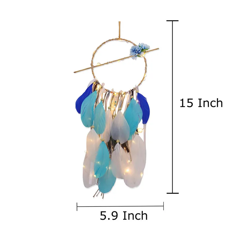 Vintage Home Decoration Dreamcatcher 2 Meter 20LED Feather  Lighting Girl Room Bell Bedroom Romantic Decoration 35JY2403