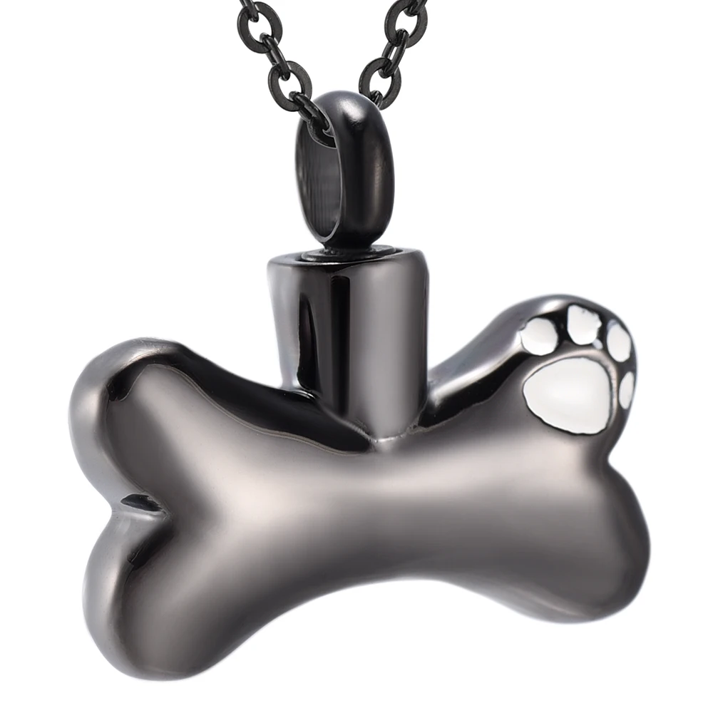 

IJD8085 Stainless Steel Bone Paw Print Cremation Pendant Memorial Necklace Ashes Holder Urn for Pet Dog Funeral Keepsake Jewelry