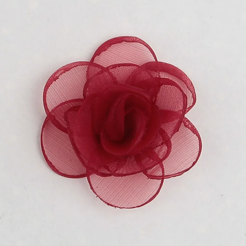 Nishine 10pcs/lot Chiffon Burning Rose Flowers for Diy Headband Clips Kids Girls Headwear Cute Handmade Hair Accessories