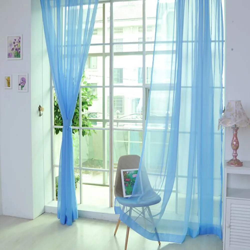 Netting Drape Panel Leaf Door Window Sheer Curtain For Living Room