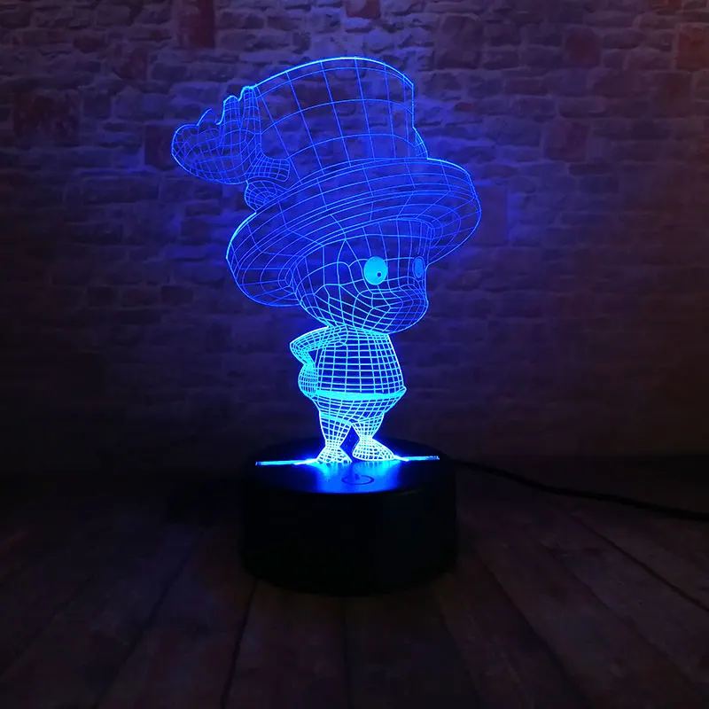 

Luminous 3D Illusion LED NightLight Colourful Light Glow in the Dark ONE PIECE Anime Figma Tony Tony Chopper Model Toys