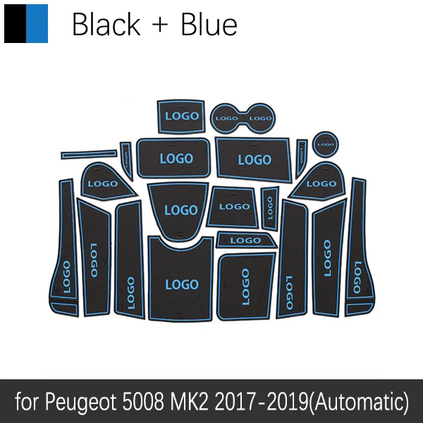 Для peugeot 5008 MK2 Противоскользящий резиновый коврик для дверных чашек 22 шт. аксессуары 5008 II 2 SUV 2nd Gen наклейки - Название цвета: Синий