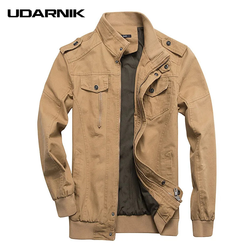 

Men Army Green Military Jackets Cotton Solid Zipper Coats Long Sleeve Button Stand Collar Plus Size M-6XL Outwear 223-472