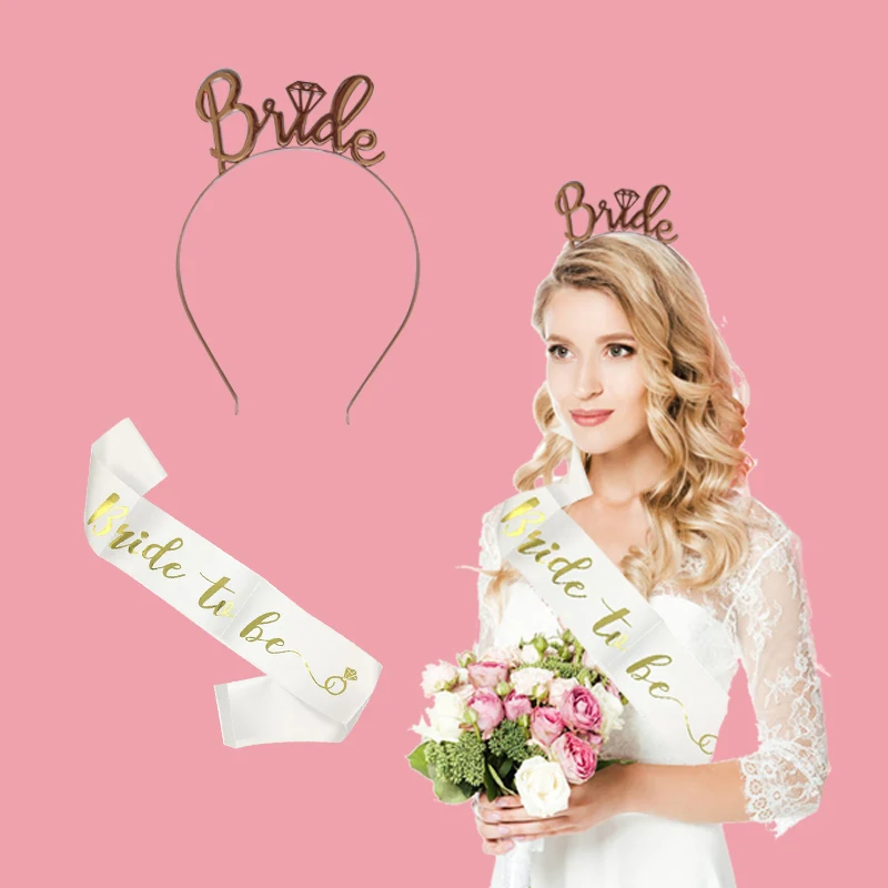 Chicinlife Rose Gold Bride To Be Letter Foil Balloon Headband Tiara Bachelorette Party Decoration Wedding Bridal Shower Supplies