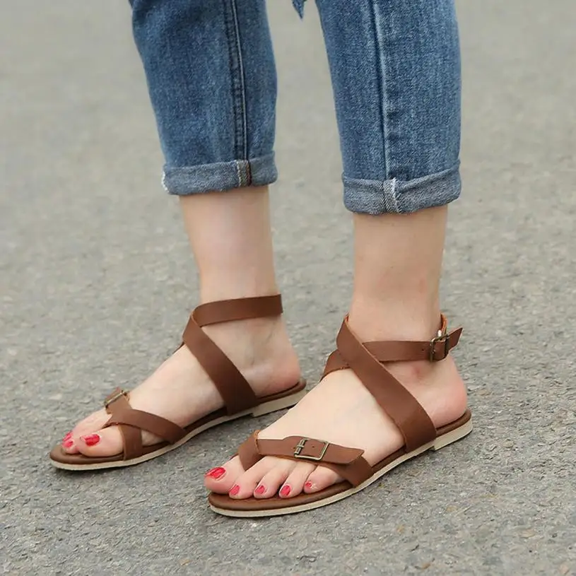 

MUQGEW Women Sandals Gladiator Casual Lace Up Flat Sandals Fashion Rome Tie up Sandals Platform Summer Shoes sandalias mujer