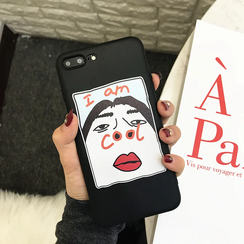 

Funny Experssion Phone Cases For iphone 6 6S 7 8 plus For iphone X XR XS Max Case Silicone 5 5s se Back Cover Case Letter Coque