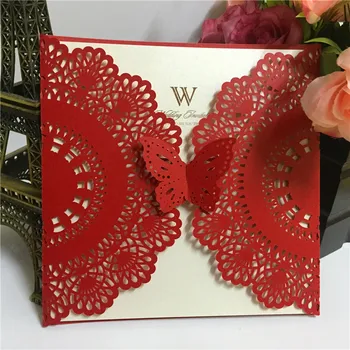 

Chinese wedding invitations handmade lace wedding invitation cards with ribbon