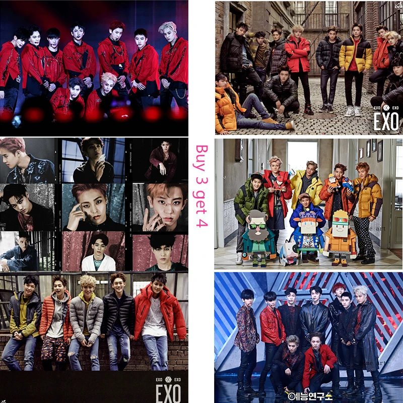 Постеры EXO K pop наклейки на стену украшение для дома высокое разрешение бар