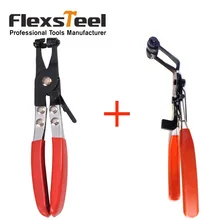 Auto Vehicle Car Repairs Tools 45 Degree Angle Bent Nose Hose Clamp Pliers Tools + Straight Flat Band Hose Clip Pliers automotive tools cable type flexible wire hose clamp pliers kit for car repairs hose clamp removal tool alicate
