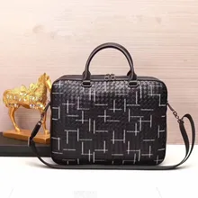 Kaisiludi вышитая трикотажная кожаная мужская сумка деловая Мужская сумка портфель для хлеба большая емкость Компьютерная сумка