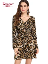 Deodar Women's Leopard Dresses Female V-Neck Long Sleeve A-Line Dress For Women Vintage Fashion Bodycon Spring 2019 Dresses Deodar Women's Leopard Dresses Female V-Neck Long Sleeve A-Line Dress For Women Vintage Fashion Bodycon Spring 2019 Dresses