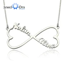 Personalised Title Necklace Double Coronary heart 925 Sterling Silver Customise Necklaces & Pendants DIY Birthday Present (JewelOra NE101372)
