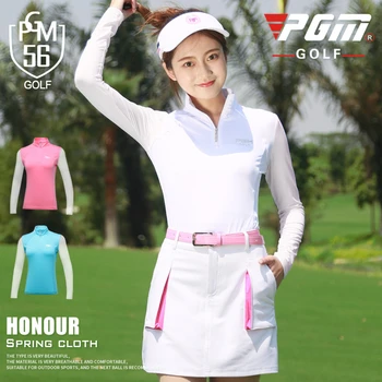 

Pgm Women Zipper Collar Golf Shirts Summer Sunscreen Long Sleeve Golf Tops Ladies Breathable Anti-Uv Golf Wear AA60448