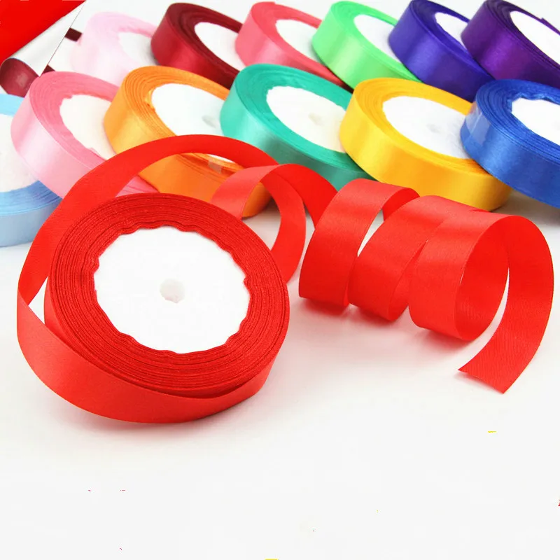 

AJP 25Yard/lot 2cm Satin Ribbon cake Packing Material DIY Bow Decor Wedding Party Decoration Gift packaging Wrapping