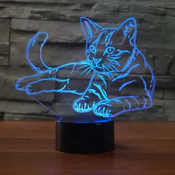 Творческий прекрасный кот дизайн 3D ночник 7 Изменение цвета для декора комнаты для сна ночника дети специальный подарок на день рождения