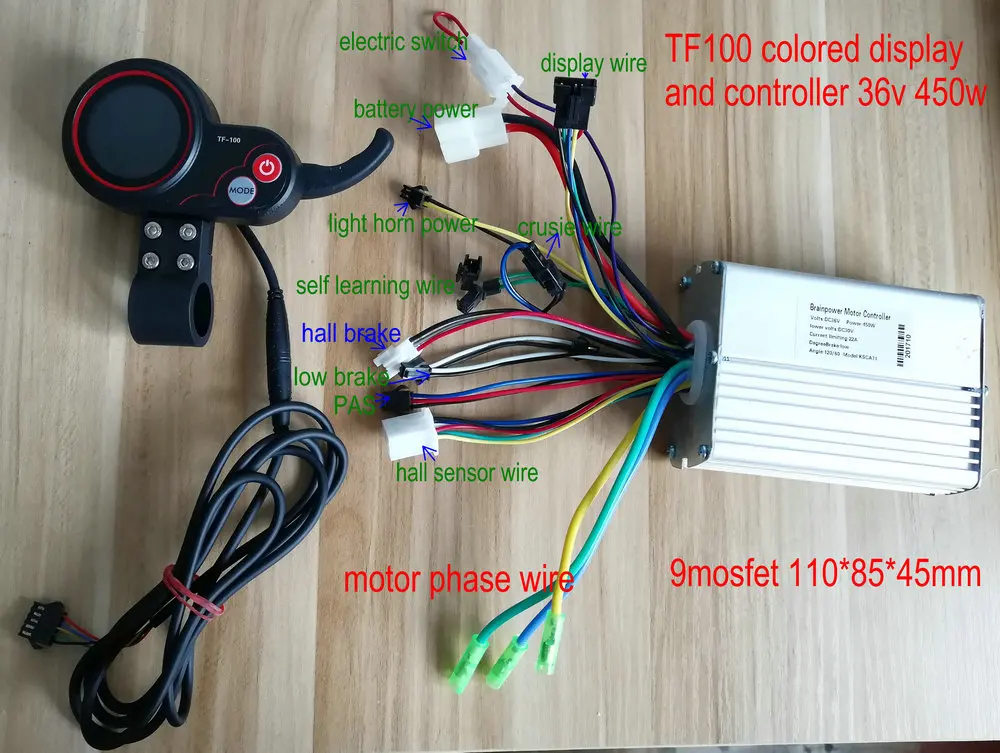 

24v36v48v60v 400W-1200W BLDC controller&LCD display with throttle shifter white/colored screen electric scooter MTB ebike part