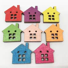 Прекрасный дом Стиль деревянные пуговицы 50 шт./пакет разноцветные 2 отверстия шитье Костюмы деревянными пуговицами для искусства и прикладное искусство украшения