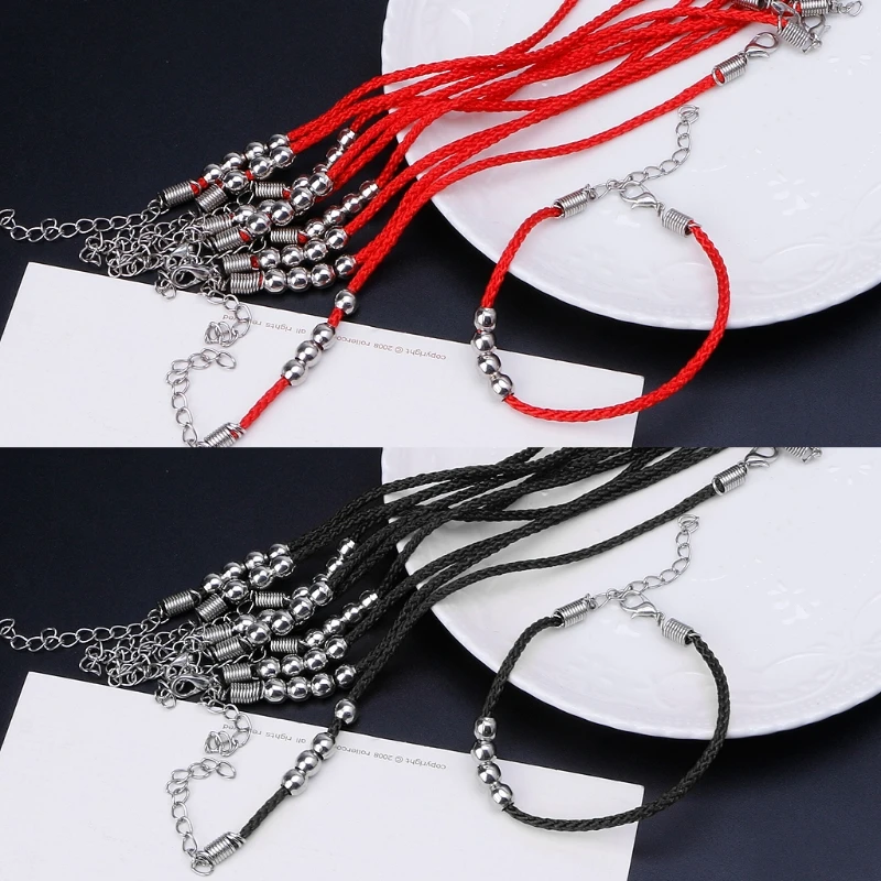 

10pcs Chinese Feng Shui Lucky Rope Strap Red Rope String Beads Lover Bracelets