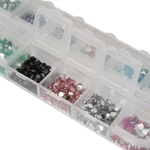 3000pcs 2mm 12 Color Nail Art Glitter Rhinestones Tips