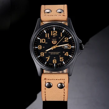 

Men Watches 2018 Luxury Brand Vintage Classic Men's Waterproof Date Leather Strap Sport Quartz Army erkek kol saati
