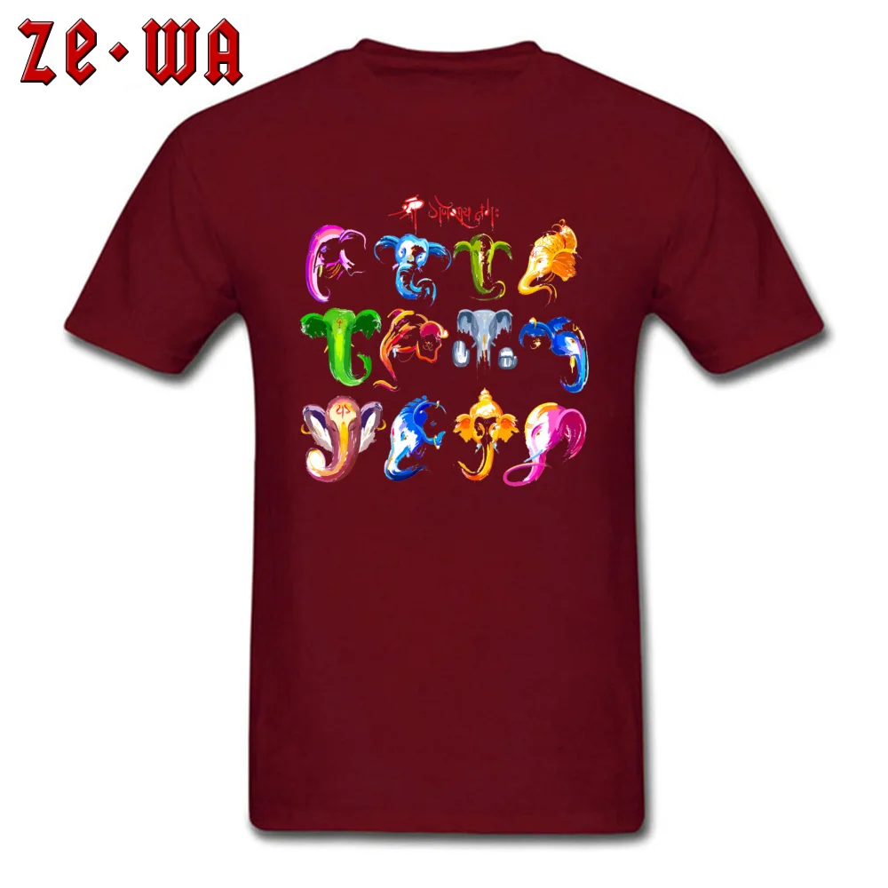 ganesha siddhivinayak temple mumbai deity New Coming Men's T-Shirt Round Collar Short Sleeve 100% Cotton Tops & Tees Tshirts ganesha siddhivinayak temple mumbai deity maroon