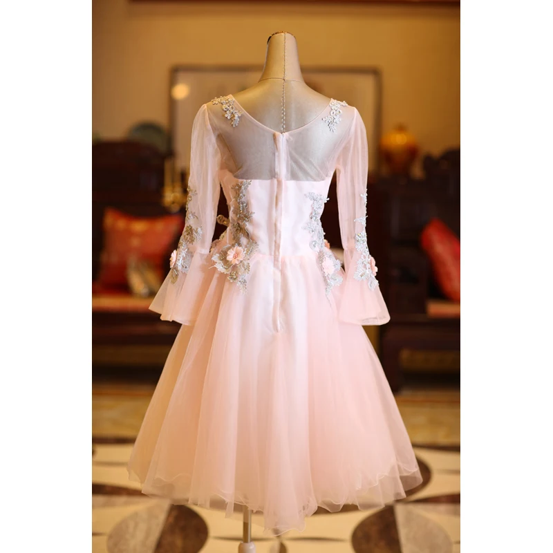 Дешевые Бальные платья розового цвета с длинным рукавом, бальное платье для выпускного вечера 15 anos