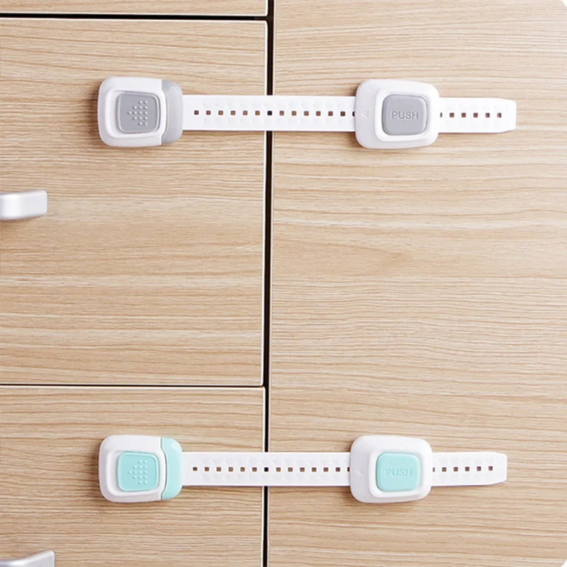 

Child Refrigerator Safety Locks ABS Double Button Multifunctional Baby Drawer Lock Baby Protective Cabinet Door Accessories 1PC