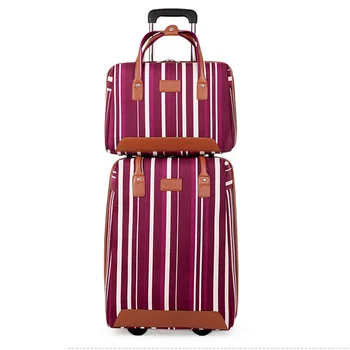 

LeTrend stripe Oxford Rolling Luggage Set Spinner Multifunction Suitcase Wheels 20 inch Cabin Trolley laptop Travel Bag