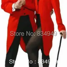 Изготовлено на заказ для измерения Красного фрака с черным воротником черные брюки, на заказ длинный хвост смокинг, фрак, индивидуальные мужские костюмы