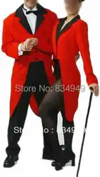 Индивидуальный заказ для измерения красный фрак с черным воротником черные брюки, заказ длинный хвост смокинг фрак, классические брюки