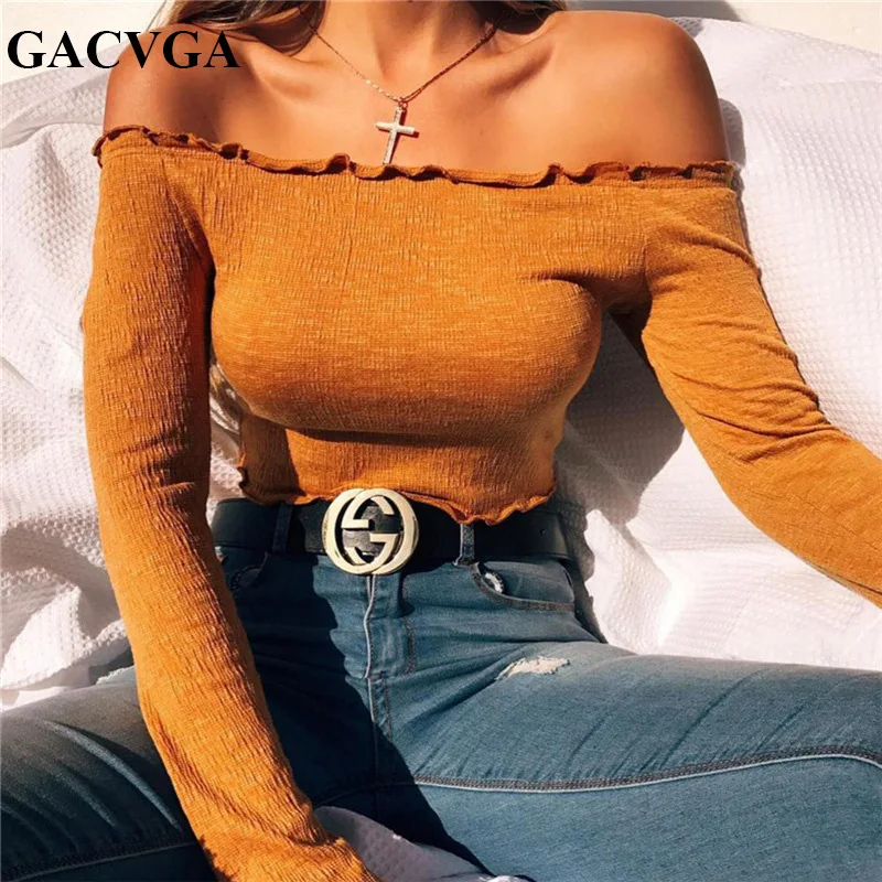 

GACVGA 2019 Sexy Beach Off Shoulder Strapless Tank Tops Casual Summer Shirt Female Crop Top Camis Feminino