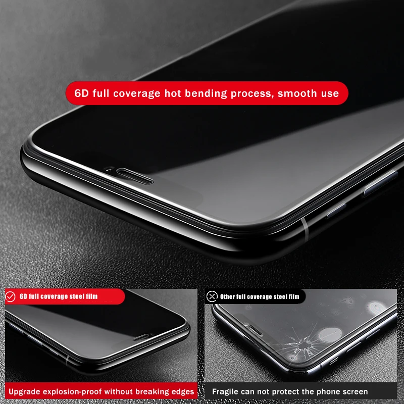 6D изогнутое закаленное стекло с полным покрытием для iPhone XS Max XR X 6 6S 7 8 Plus протектор