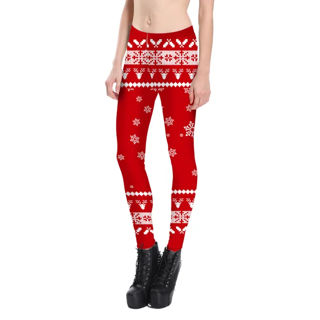 fashion women leggings snow deer 3d printed christmas leggings female stretch pants plus size red - Plus Size Christmas Leggings fashion women leggings snow deer 3d printed christmas leggings female stretch pants plus size red - Plus Size Christmas Leggings