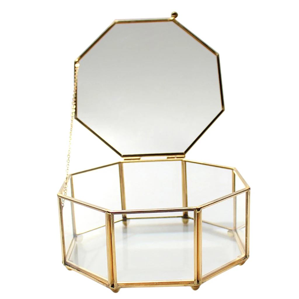 Clear Glass Geometric Terrarium Box Jewelry Organize Wedding Favor