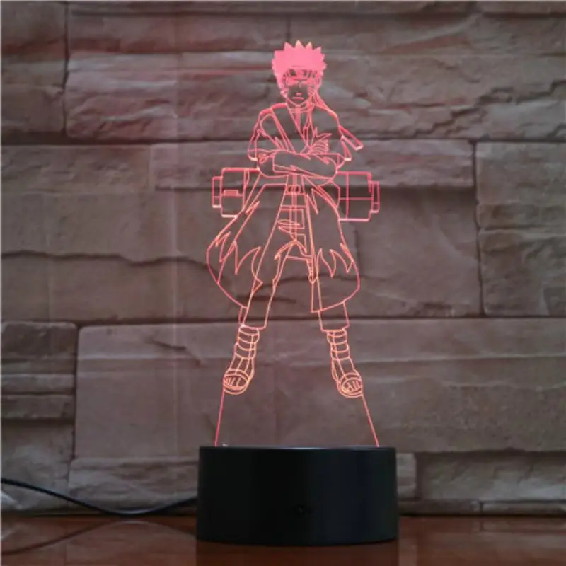 Hokage Наруто фигурка Usb 3d светодиодный ночной Светильник Gaara сенсорный датчик декоративный светильник s для мальчиков Детский подарок kakahi настольная лампа прикроватная - Испускаемый цвет: Фиолетовый