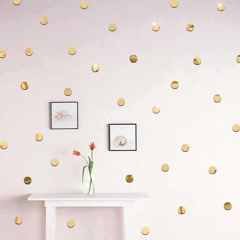 

100pcs Round Shape Acrylic Decal Mosaic Mirror Wall Stickers DIY Room Home Background Decor Waterproof Accessories