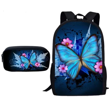 

2pcs/set School Bags for Teenager Girls Boys Butterfly Printing Kids Fashion Backpack Primary School Boy Cute Schoolbag Set