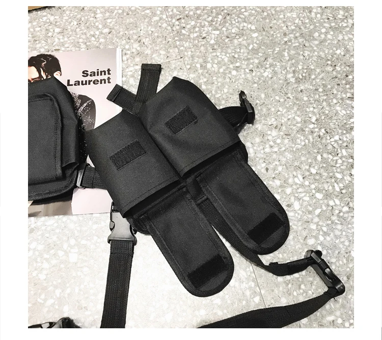 Для мужчин Тактический Двойной сумка спецназа груди Rig сумка Регулируемый жилет Kanye West хип хоп Уличная унисекс функциональные сумки на пояс