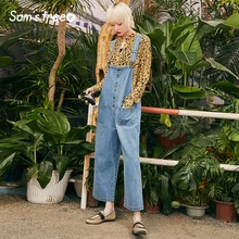 Samstree, женские летние джинсовые комбинезоны, нагрудник, джинсовые штаны, хлопок, для молодых девушек, модные пуговицы, женские штаны, повседневные,, новые штаны