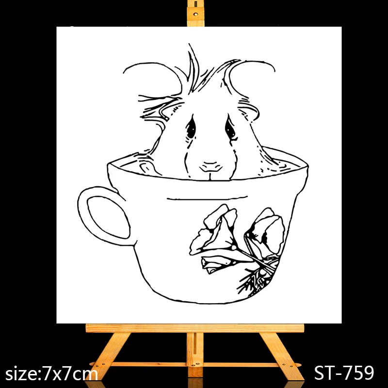 

Field mouse in the cup Transparent Silicone Stamp for DIY Scrapbooking/Photo Album Decorative Card Making Clear Stamps Supplies