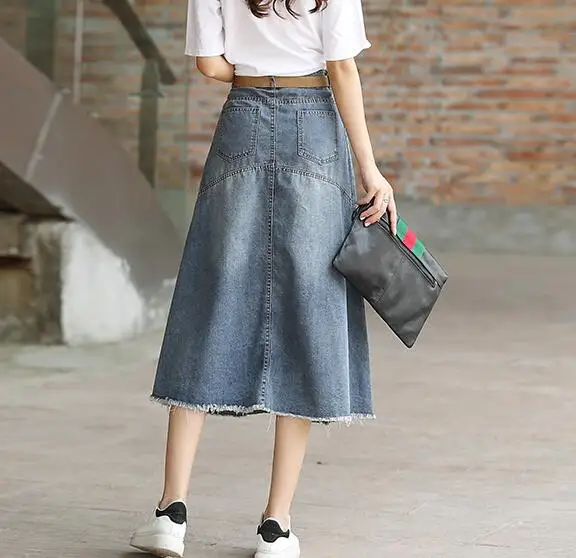 Sashes El line becerro Imperio Primavera Mezcla A Faldas Tamaño Moda De Otoño Cyq0801 Verano Mujer De Azul Mujeres Mediados Nueva Algodón Denim Más 70qxCHwtq
