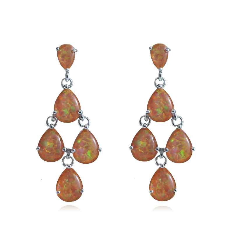 HAIMIS New Arrival Orange Fire Opal Stones Silver Plated ...